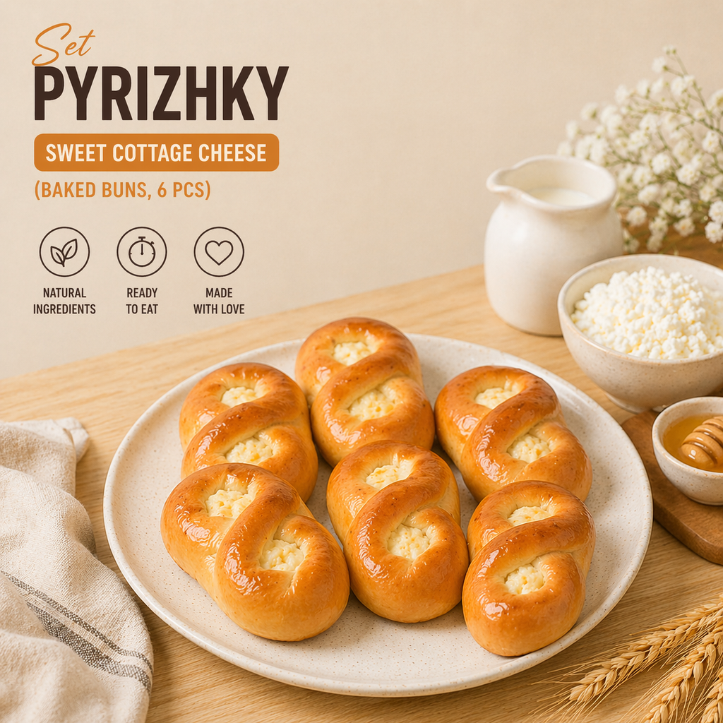 Pyrizhky — Sweet Cottage Cheese (Baked Buns, 6 pcs) 🔥 Save $6