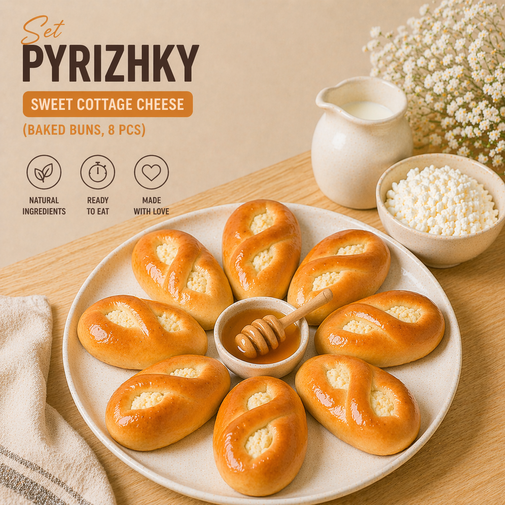 Pyrizhky — Sweet Cottage Cheese (Baked Buns, 8 pcs) 🔥 Save $9