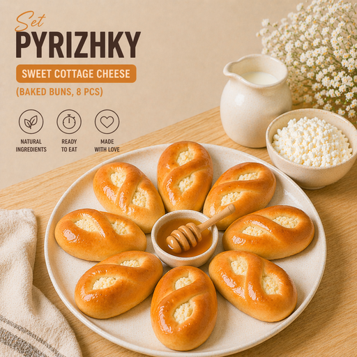 Pyrizhky — Sweet Cottage Cheese (Baked Buns, 8 pcs) 🔥 Save $9